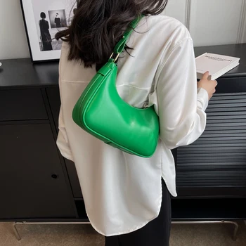 Модная женская сумка-хобо, маленькие однотонные кожаные сумки через плечо 2023, летняя дизайнерская сумка для подмышек, Подмышечная впадина