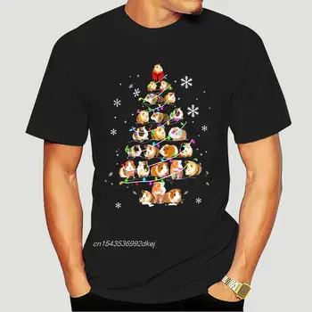 Мужская забавная футболка Модная футболка Морская свинка Рождественская елка Версия со снежинками Женская футболка 1079A
