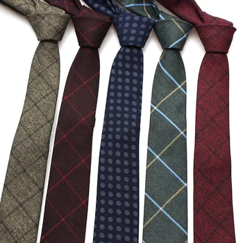 Мужская мода Имитация шерстяного галстука Упаковка Клетчатый галстук 6 см Узкий галстук