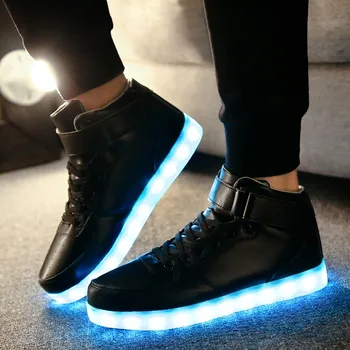 Мужская Обувь Со светодиодной Подсветкой, Перезаряжаемая через USB, Модные Светящиеся Кроссовки для Мужчин, Женская Обувь для Вечеринок, Свадебные Туфли Для взрослых, Светящиеся Туфли