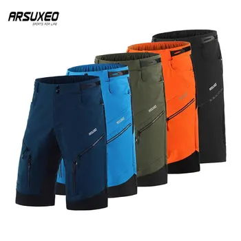 Мужские велосипедные брюки ARSUXEO, велосипедные шорты с регулируемой окружностью талии, свободные светоотражающие повседневные шорты для шоссейного горного велоспорта