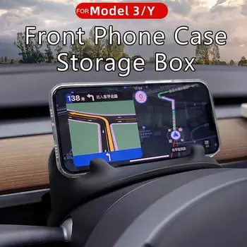 Накладной карман 2023 для руля Tesla, передний ящик для хранения, держатель телефона для модели Y, аксессуары для салона автомобиля Model 3