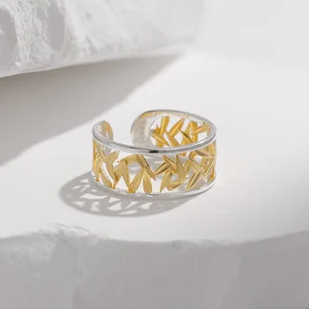 Натуральное кольцо из стерлингового серебра 925 пробы с листьями, Обручальное кольцо для мужчин и женщин