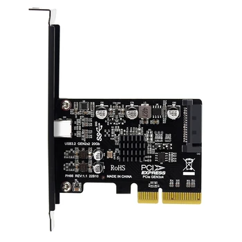 НОВИНКА-Настольный Pcie X4-Type C USB3.2 Gen2x2 20 Гбит/с Без платы расширения Riser Card ASM3242 Плата хост-контроллера