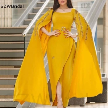 Новое поступление вечерних платьев из спандекса и золота в Дубае для женщин, вечеринка 2024, вечерние платья с высоким воротом для женщин, вечерние платья