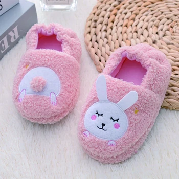 Новые зимние тапочки для маленьких девочек с мультяшным кроликом, детская домашняя обувь для маленьких детей, Домашняя обувь для кроликов, детские товары