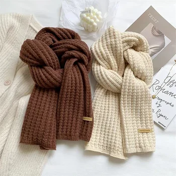 Новые корейские шарфы для женщин осенью и зимой, утолщенные шарфы из термоволокна, Студенческие шарфы для японских влюбленных Зимой