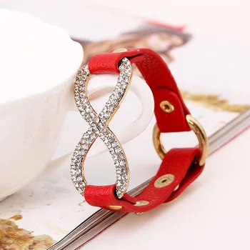 Новый Модный Кожаный браслет с логотипом Infinity, Специальный Популярный женский браслет с Цирконом, Красивый подарок на День Святого Валентина