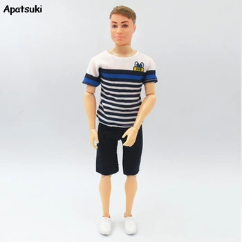Одежда для куклы-мальчика 1/6 для кукольной одежды Кена, футболка и шорты в полоску для парня Барби, Кена, Аксессуары для мужской куклы, детская игрушка