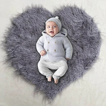 Одеяло в виде сердечка для новорожденного Из мягкого искусственного меха, реквизит для фотосъемки, одеяло для новорожденных, Реквизит для фотосъемки, корзина для наполнителя