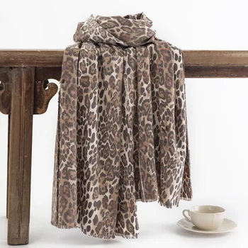 Осенне-зимний леопардовый шарф с короткими кисточками в этническом стиле из искусственного кашемира для волос, женская теплая шаль на шее
