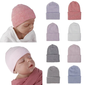Осенне-зимняя детская шапочка, удобные однотонные шапочки, безопасная детская шапочка из медицинской пряжи, реквизит для фотосъемки новорожденных, детская шапочка длиной 0-3 м
