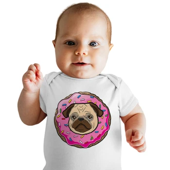 Пончик-Мопс Забавная детская боди-мода для новорожденного мальчика Летняя Повседневная одежда Комбинезон с коротким рукавом Мягкая детская одежка