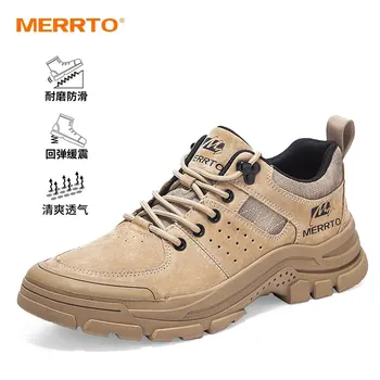 Походные ботинки MERRTO из воловьей кожи, мужские треккинговые ботинки, уличная повседневная обувь, легкие кроссовки с подушкой, водонепроницаемая противоскользящая обувь