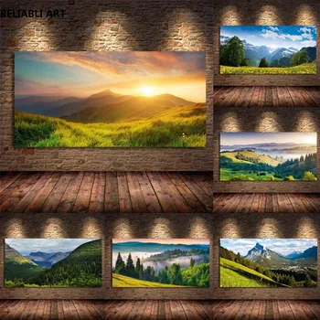 Природный пейзаж, Снежная гора, осенний лес, солнечные плакаты, картина на холсте, настенное художественное изображение для декора гостиной Cua