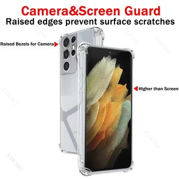 Прозрачный чехол Для телефона Samsung Galaxy S21 Ultra 5G Утолщенный Прозрачный Чехол Для Sansung S 21 Противоударные Чехлы Против царапин TPU