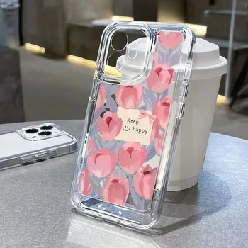 Прозрачный чехол Для телефона с цветочным тюльпаном Redmi Note 11 9 12 10 8 Pro 9s Poco X3 X4 X5 Case Xiaomi 13 Mi 12 11 Lite 12C Funda Мягкая Обложка