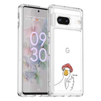 Простой стиль Прозрачный жесткий акриловый корпус телефона для Google Pixel 7 5G Противоударная задняя крышка