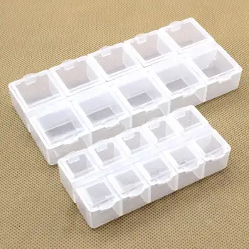 Прямоугольная маленькая коробка для хранения на 10 ячеек с крышкой из пылезащитного прозрачного пластика, Серьги, кольца, бусы, футляр для ювелирных изделий, Органайзер, контейнер