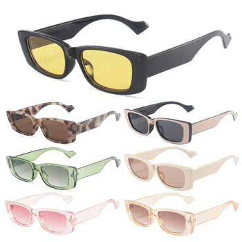 Ретро Маленькие Прямоугольные Солнцезащитные Очки Ins Популярные Женские Солнцезащитные Очки Модные Оттенки UV400 Eyewear
