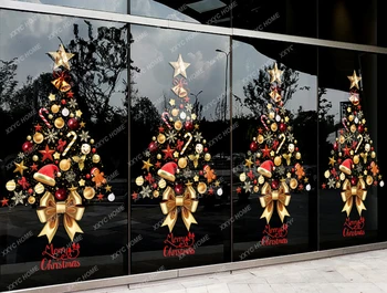 Рождественские Декоративные Наклейки Наклейки На Стеклянные Двери Макет Сцены Статические Наклейки На Окна