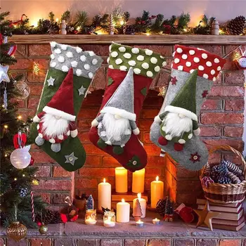 Рождественские чулки, подвесные украшения, трехмерные носки для безликих кукол-эльфов, декор для рождественских елок