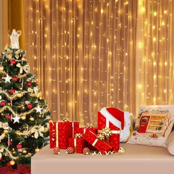 Рождественский USB Светодиодный занавес, гирлянда, гирлянда со светодиодной подсветкой, Рождественские гирлянды, украшения 2022 Праздничный Свадебный Декоративный световой занавес