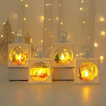 Рождественский фонарь Открытый подвесной фонарь Настольная лампа с беспламенной свечой Светодиодный световой орнамент Рождественский декор на батарейках