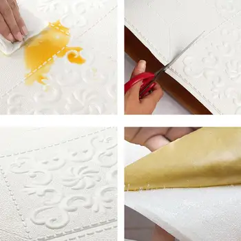 Самоклеящаяся наклейка на стену, потрясающая 3D-плитка для стен Peel Stick, преобразит кухню ванной комнаты с текстурированными самоклеющимися пенопластовыми наклейками