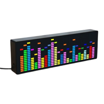 Светодиодные ритмические лампы музыкального спектра, датчик голоса, индикатор уровня атмосферы 1624 RGB с дисплеем часов (проводное управление)