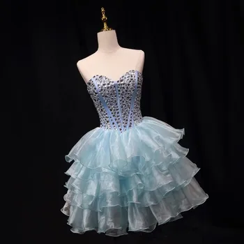 Сексуальное облегающее мини-платье без бретелек с пайетками, Элегантное роскошное вечернее платье с блестящими пайетками, женские вечерние короткие коктейльные платья