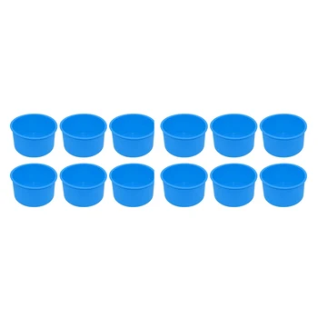 Силиконовые мини-формы для торта, 4-дюймовая круглая форма для выпечки, антипригарная Силиконовая форма для выпечки, форма для выпечки многоразового использования, синяя, набор из 12 штук
