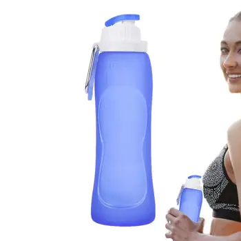 Складная бутылка для воды, Силиконовая складная бутылка для воды, 500 мл, Герметичная Портативная спортивная бутылка для воды для бега
