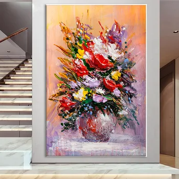 Современные цветы в горшках Абстрактные плакаты и принты Настенная живопись на холсте для галереи Украшения домашнего офиса