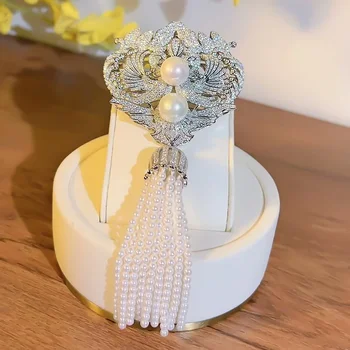 Средневековая брошь в виде ракушки-близнеца Феникса из стерлингового серебра 925 пробы с высокоуглеродистым бриллиантом, модные свадебные украшения высокого класса