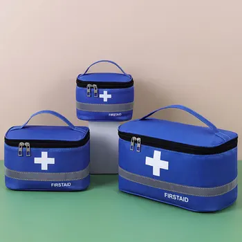 Сумка для аптечки первой помощи с легкой ручкой, сумки для лекарств, Медицинская коробка синего цвета