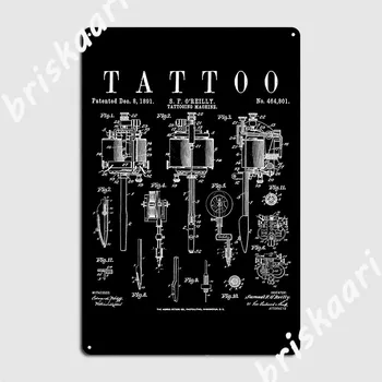 Татуировщик, Винтажная патентная Татуировочная машина, Рисунок, Металлическая табличка, плакат, украшение бара, Пещерные таблички, Жестяной знак, плакат