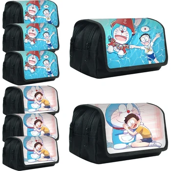 Тематическая сумка для карандашей Doraemon, нейлоновый пенал, детские черные школьные принадлежности, Высококачественный канцелярский набор