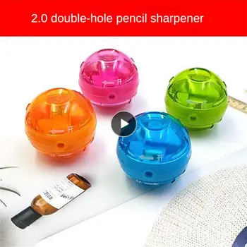 Точилка для карандашей конфетного цвета с двойными отверстиями 2.0, Не пачкающая руки Сферическая Точилка для карандашей, простая и экономящая Трудозатраты