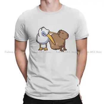 Футболка Из полиэстера Capybara Capybaras для мужчин, Пеликан Пытается Съесть Забавный Милый Кавайный Мем, Базовые Свитшоты Для отдыха, Футболка