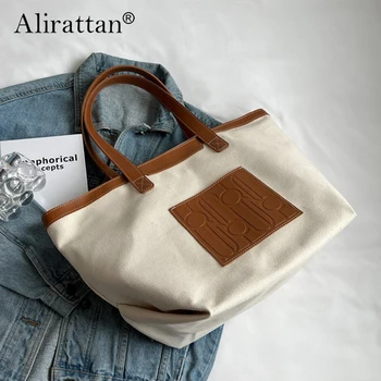 Холщовая сумка Alirattan Большой емкости 2023, Новая Портативная сумка для поездок на работу, Простая И Универсальная Женская сумка на одно плечо