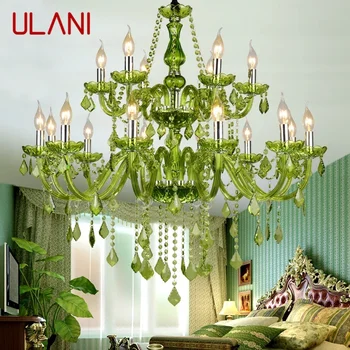 Хрустальная подвесная лампа ULANI в европейском стиле, лампа с зеленой свечой, Роскошная Гостиная, Ресторан, Спальня, Интернет-бар, Люстра