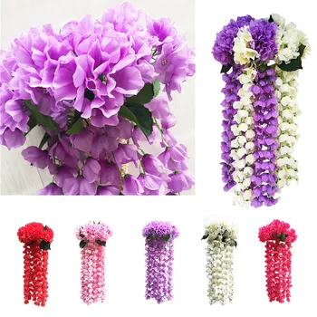 Цветочные композиции Искусственные цветы в центре, Подвесная гирлянда, Искусственные настенные вазы с искусственными растениями