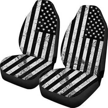 Чехол для переднего сиденья с патриотическим принтом американского флага, 2 штуки, классический черно-белый чехол для защиты сиденья General Motors