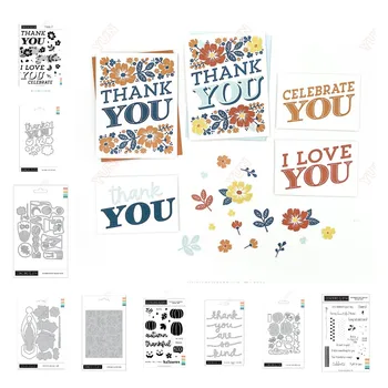 Штампы с надписями Celebration Grateful Наборы штампов для резки тыквы из металла для украшения поздравительных открыток 