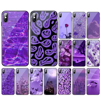 Эстетичный фиолетовый стеклянный чехол для телефона Samsung Galaxy S23 S22 S21 S20 Ultra S20 S22 S21 S20FE A52 A33 A13 A32